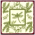 Hand Painted Art Tile, Botancial with Dragonfly by Besheer Art Tile