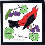 Scarlet Tanager Tile,Scarlet Tanager Wall Plaque,Scarlet Tanager Trivet