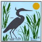 Great Blue Heron, Ceramic Art Tile, Decorative Wall Plaque, Trivet,