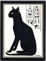 Egyptian Cat Tile Hand Painted by Besheer Art Tile